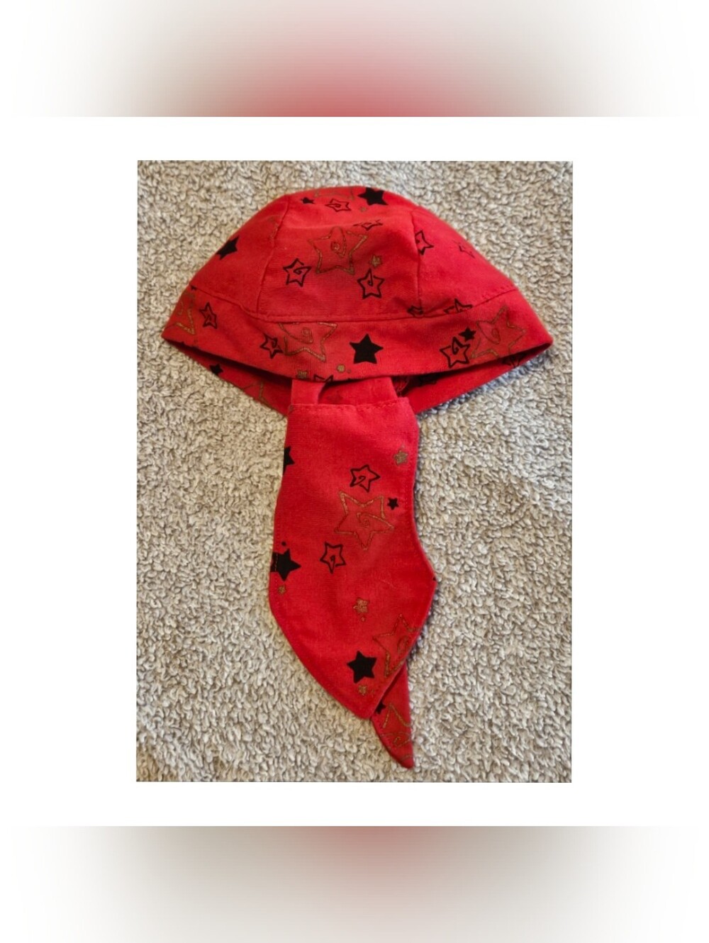 Red Star-Print Doo Rag
